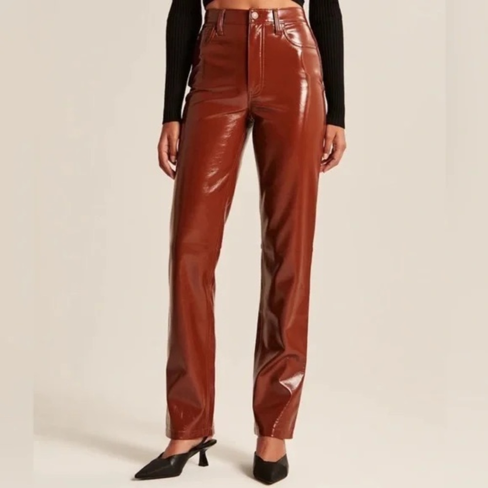Abercrombie & Fitch Red Faux Leather Pants